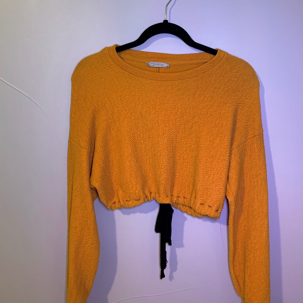 Zara Mustard Tie Crop Top